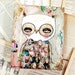 The Amazing Mr. Owl - Original Mixed Media Collage Painting By Danita (8x10 Inches On Wood)