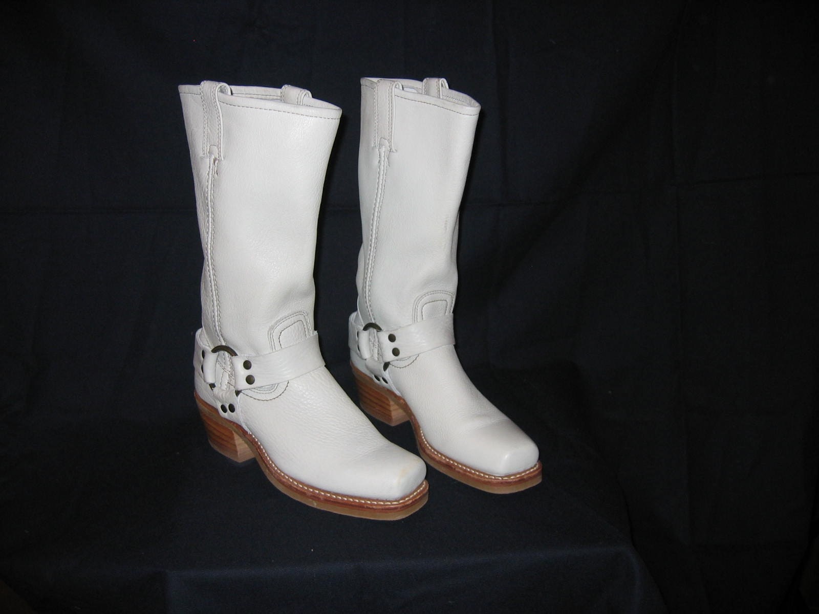 FRYE White leather Motorcycle Harness boots 6