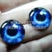 1 Set of Deep Blue Mermaid Human Doll Taxidermy Eyes Handmade 24mm 1 inch Glass Cabochons for Steampunk Jewelry and Pendant Making