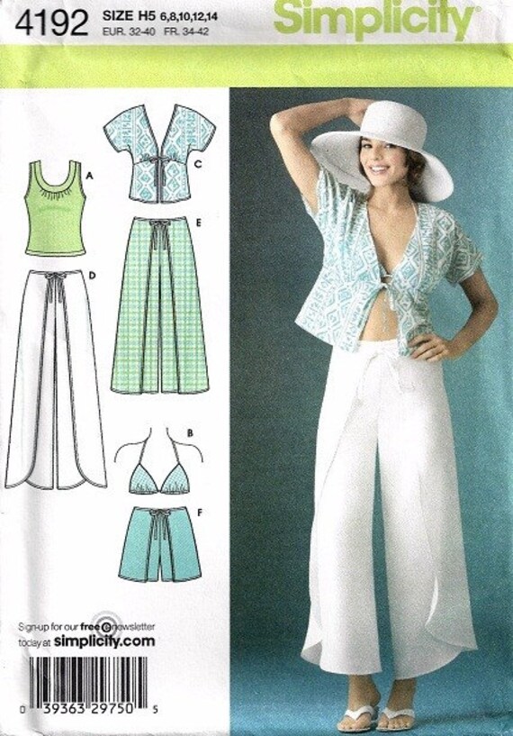 Misses Wrap Pants Bra Top Sewing Pattern Simplicity 4192 Size