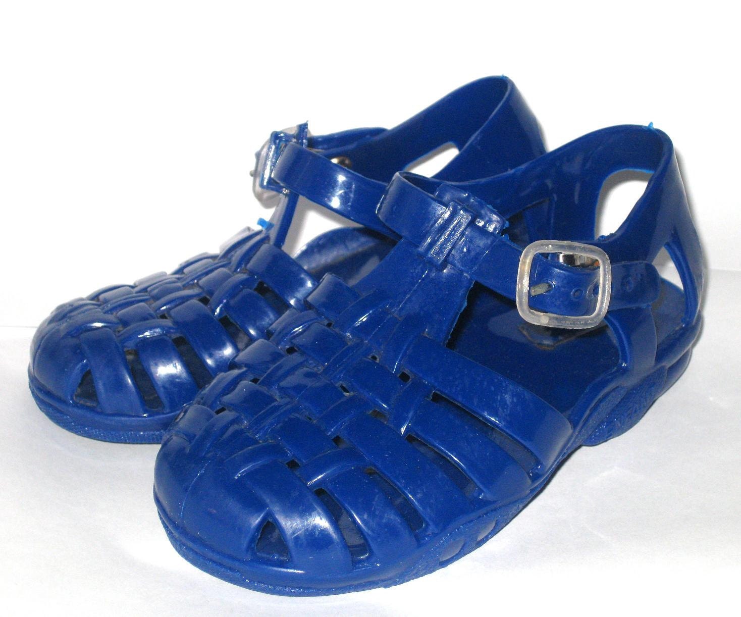 Cobalt Blue Vintage Girls JELLY SANDALS Shoes 6