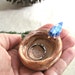 Tiny Watercolor Painted Bluebird Bird Nest Porcelain Trinket Dish, Made to Order