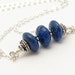 Lapis Lazuli Necklace Gemstone Sterling Silver Ornate Chain Dark Blue