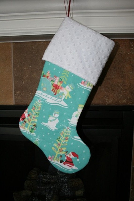 CHRISTMAS STOCKING Retro Christmas in the Snow Stocking