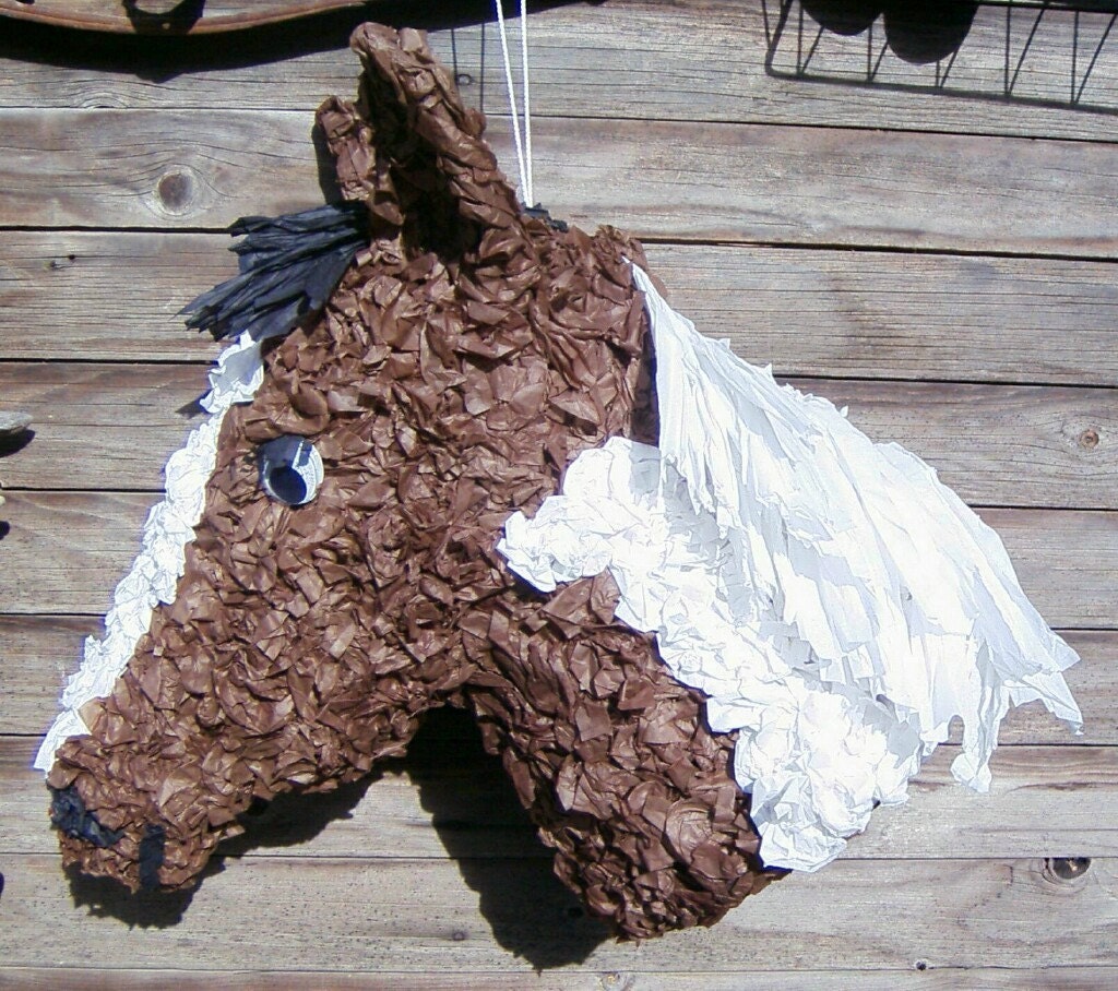 Brown and White Horse Pinata by BirchangelPaperMache on Etsy