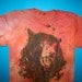 dye, organic tee, etsy sale, bear, 1AEON men's OOAK hand dyed orange soft tshirt with Multicolor Bear - size S, hand dyed