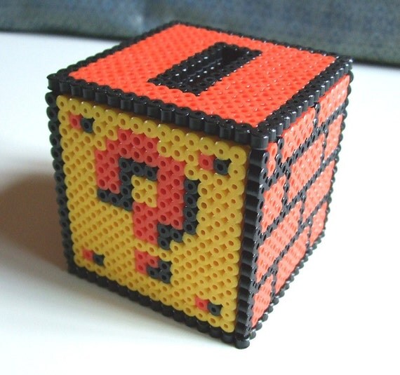 CUSTOM FOR TESSAROO - Coin Block Bank - Nintendo Super Mario Bros Perler Bead Piggy Bank