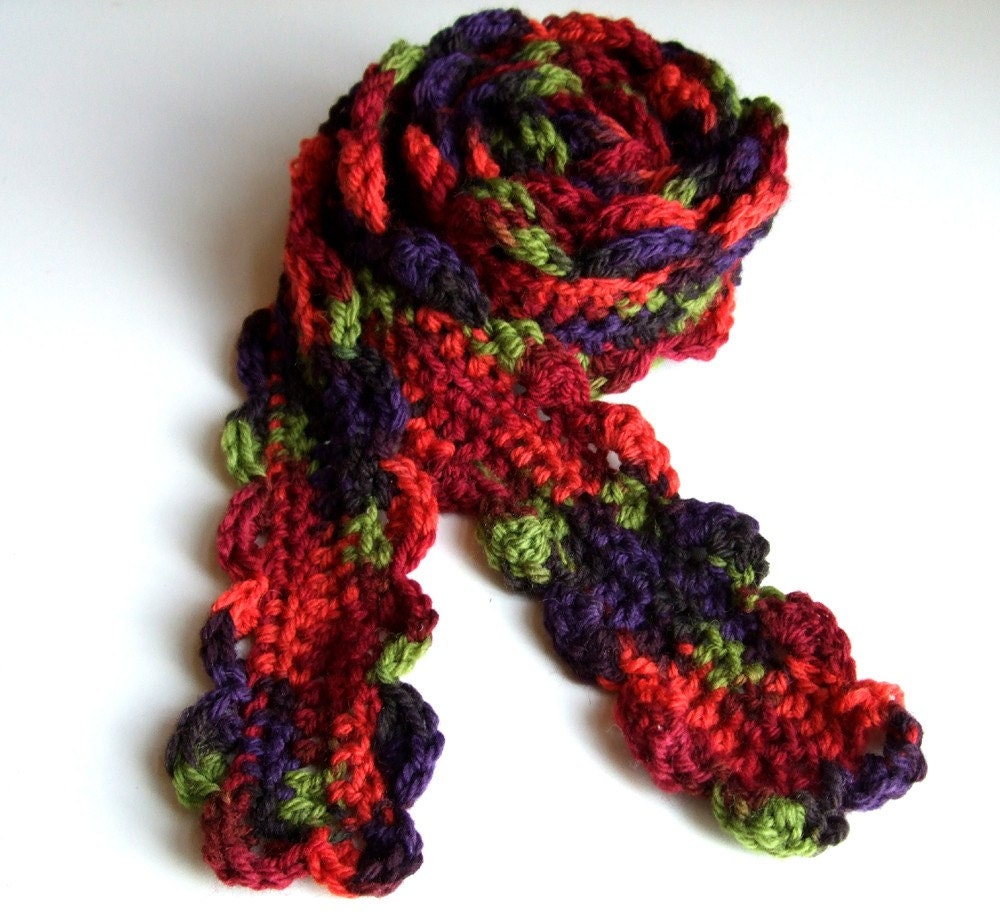 Scarf Crochet Merino Wool Flower Scarf by lostmitten on Etsy