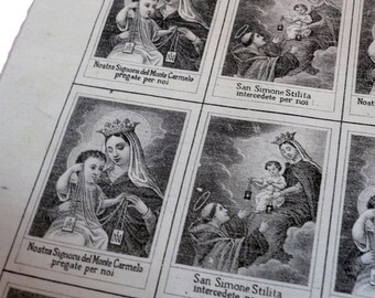 2pcs SCAPULAR CLOTH SQUARES 1860s Saint Simon Stylites