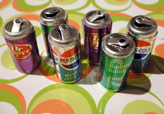 80s SODA POP CANS Metal & Plastic Charms by cOveTableCuriOsitiEs