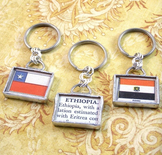 Custom Flag Keychains choose any country by XOHandworks on Etsy