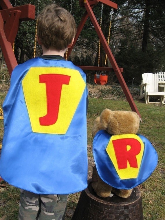 SuperHero Princess Capes Custom Set for Teddy and Child Featured on Martha Stewart Il_570xn