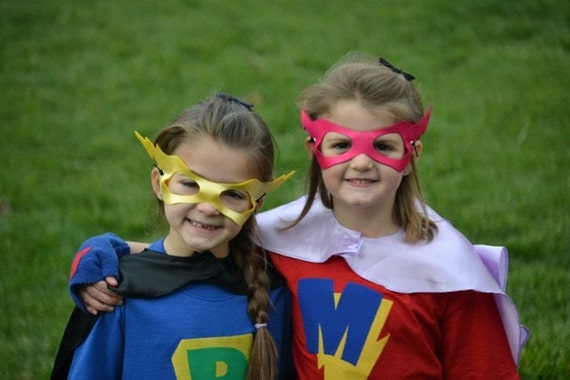 2 Superhero Masks lightenbolt or Princess Mask fits kids and adults Il_570xn