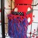 Red and Blue feathered fur hip bag