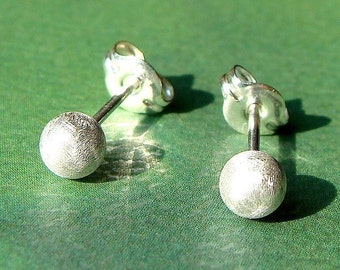 5mm Ball Studs Satin Brushed Finish Ball Post Earrings in Sterling Silver Stud Earrings