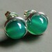 6mm Emerald Green Onyx Studs Post Earrings Wire Wrapped in Sterling Silver Stud Earrings Studs