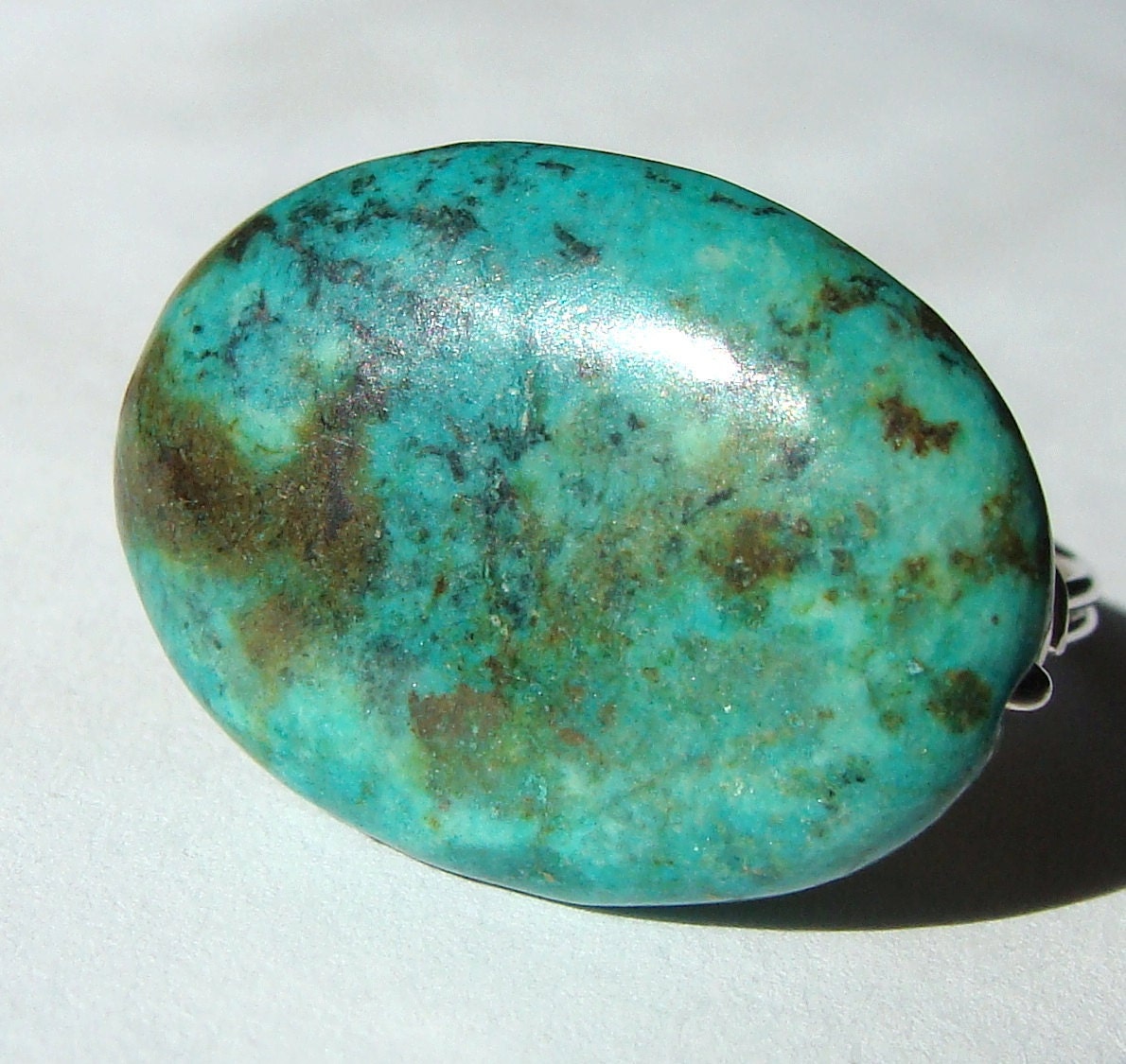 Oval African Turquoise Jasper Gemstone Ring Wire Wrapped In