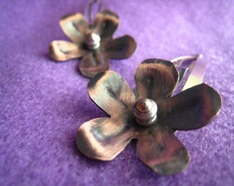 Flower Hair Clips copper and steel barrette