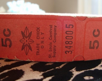 12 Vintage Red 5cent Carnival Tickets for altered art mixed media