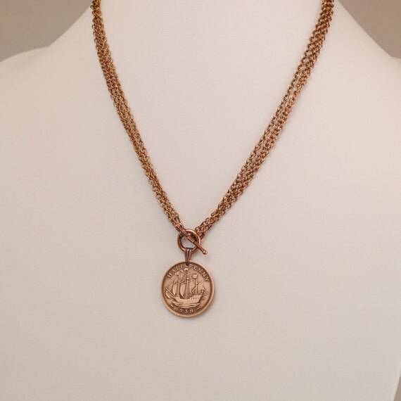 British Coin Necklace 1938 Half Penny