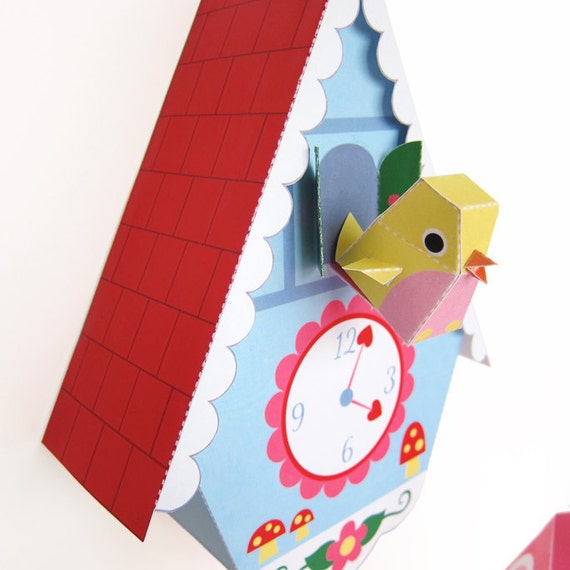 Cuckoo Clock, Bird House and Bird Cage Printable Paper Craft PDF