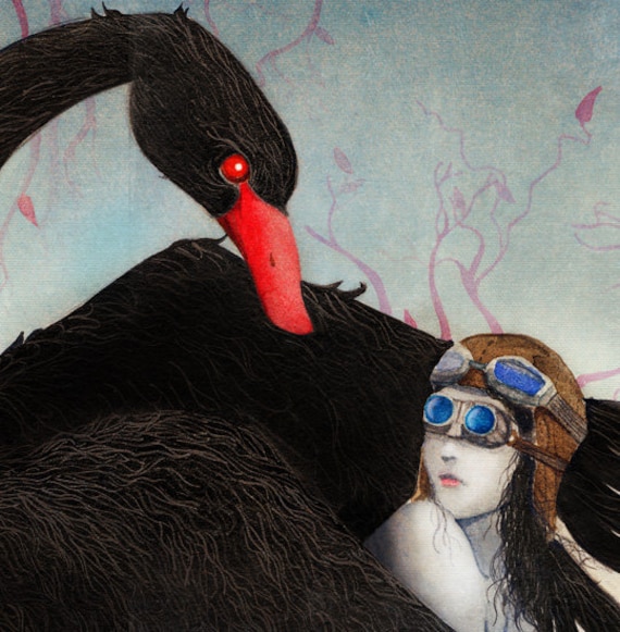 Leda and the Swan 1st edition hand repainted print