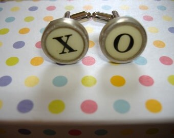 CUFFLINKS XO Hugs Kisses Vintage TYPEWRITER Key Wedding Unique Gift