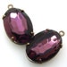 Amethyst, Purple, Vntage Rhinestone, Oval, Patina Brass Settings, 16mm,11mm, One or Two Rings, Glass, One Pair, Worldwide Shipping