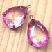 Fuschia, Pink, Clear, Two Tone, Vintage Rhinestone, Pear, 16mm, 12mm, One Pair, Jewels, Patina Brass Settings, Worldwide Shipping