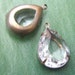Clear, Vintage Rhinestone, Pear, Jewels, Patina Brass Settings, 16mm, 12mm, One Pair, Teardrops, Glass, Worldwide International Shipping