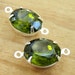 Olivine, Vintage Rhinestones, Oval, Silver Settings, 12mm, 10mm, One or Two Ring, Glass, Jewel, One Pair, International Shipping