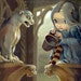 Alannah and the Gargoyle gothic fairy fantasy lowbrow big eye art print by Jasmine Becket-Griffith 8x10