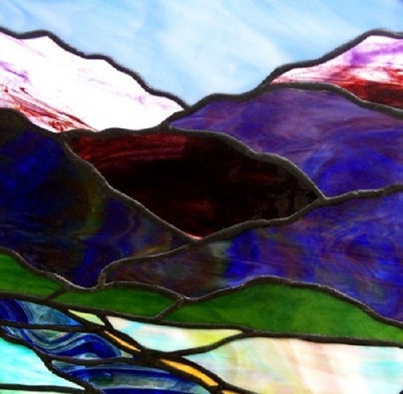 Mountain Landscape STAINED GLASS PANEL