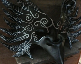 RAVEN Mask, Black tribal Crow leather mask by faerywhere