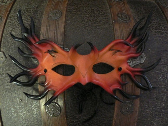 Fire elemental a leather mask flame costume ORDER ONLY