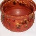 Wheelthrown Bonsai Pot with Spikes Red Orange Yellow