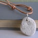 Pebble Necklace, Lake Superior, Beach Pebble, Leather Necklace, Off White Pebble, Natural Leather, Stone Jewelry, Sterling Silver