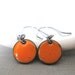 Orange Earrings, Enameled Earrings, Enameled Copper, Tangerine Orange, Orange Dots, Silver Earrings, Geometric Jewelry, Silver Jewelry