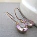 Vintage Glass, Glass Earrings, Copper Earrings, Mauve Glass, Copper Jewelry, Drop Earrings, Clear Lilac Glass