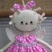 Angel Christmas Tree Topper in a Pink Polka Dot Dress handmade