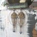 Vintage Umbrella Filigree earrings, Brass, Chains, Rain Drops, Hoops, Art Nouveau, Recycled, Boho