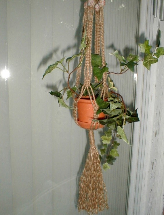 Mini HERB Small MACRAME Plant Hanger Blue Red by JoanDougArt