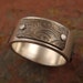 Silver Ring with Sunflower Patterned Titanium Panels