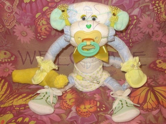 How to make a BABY DIAPER MONKEY Instructions 4 baby gift