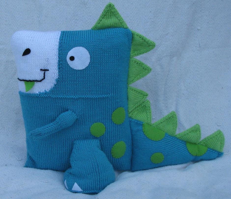 Dinosaur Pillow PDF Knitting Pattern
