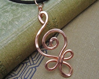 Celtic Budding Spiral Copper Pendant, Celtic Copper Necklace, Gift for Her Celtic Jewelry Hammered Copper Jewelry, Women, Metal Necklace