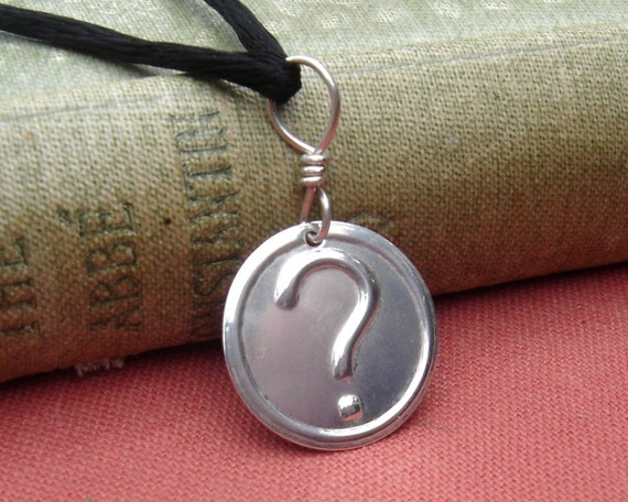 Question Mark Stamped Sterling Silver Pendant Necklace - Nerd Jewelry ...