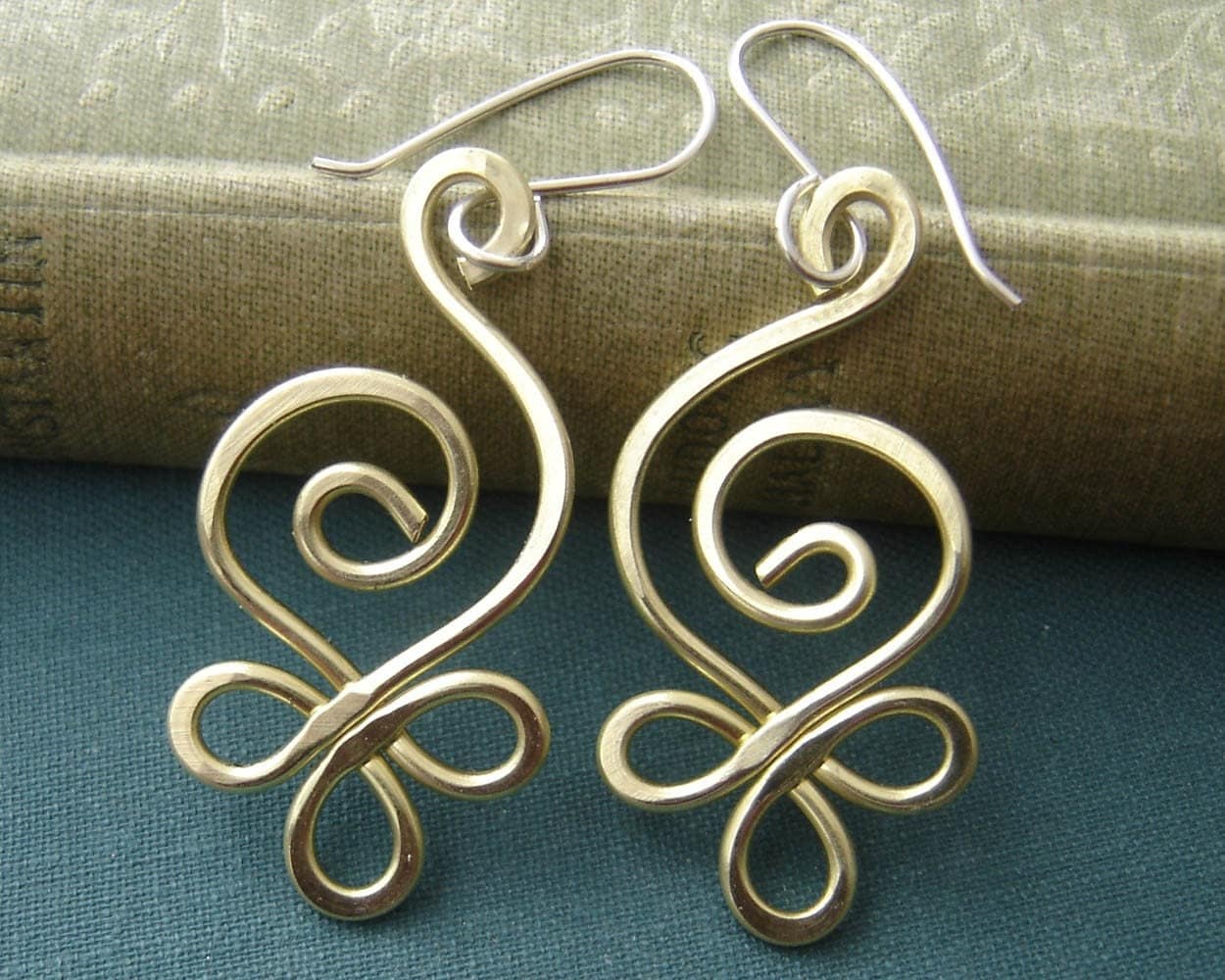 Celtic Budding Spiral Brass Wire Earrings Celtic Jewelry