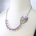 Light Purple Flower and Brass Filigree Leaf Wedding Necklace