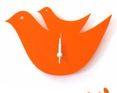 Orange Mama and a Chick Hanging Clock